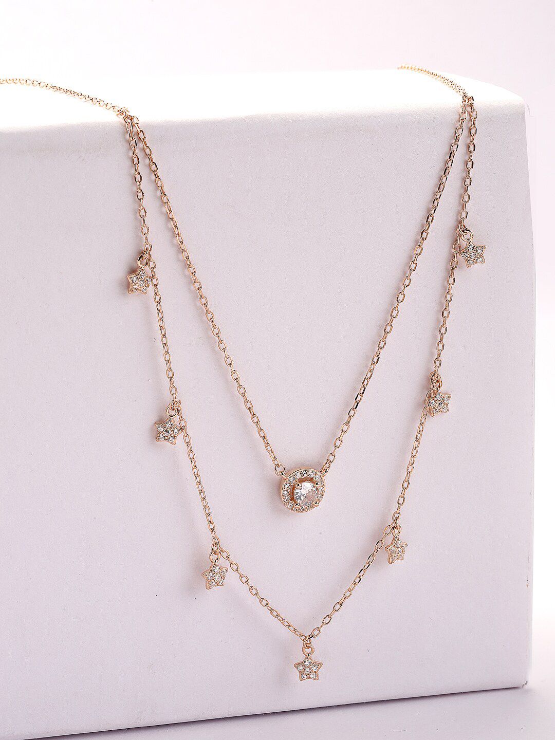 PRIONI Kalung Berlapis Berlapis Emas 925 Sterling Perak Cubic Zirconia Bersalut Emas