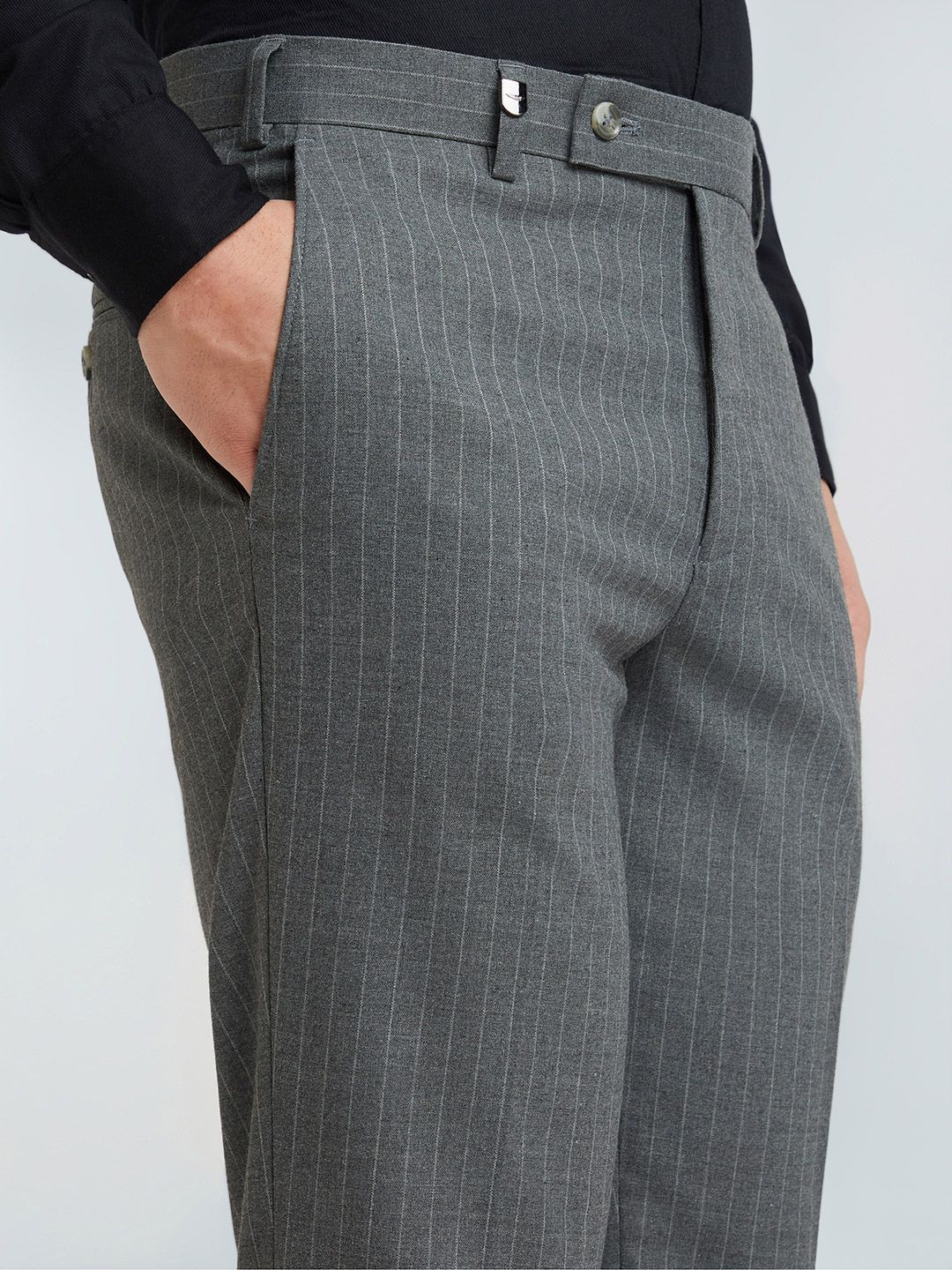 Park Avenue Men Striped Slim Fit Formal Trousers