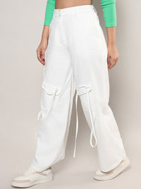 Campus Sutra Women Relaxed Loose Fit Easy Wash Cargos Trousers