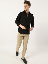 Thomas Scott Men Premium Spread Collar Textured Solid Slim Fit Casual Shirt