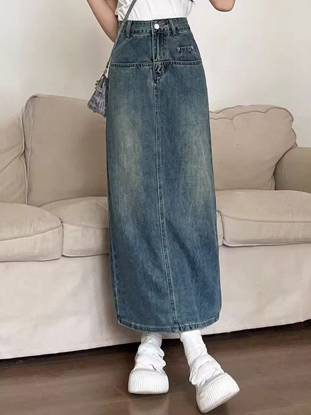 DressBerry Women Denim A-Line Maxi Skirt