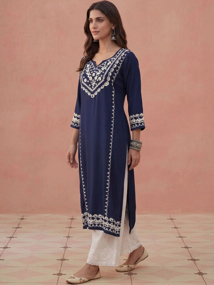 Kurta Sulam Benang Sulam Wanita Rumah Chikankari