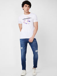 SPYKAR Men Tapered Fit Mildly Distressed Heavy Fade Cotton Stretchable Jeans