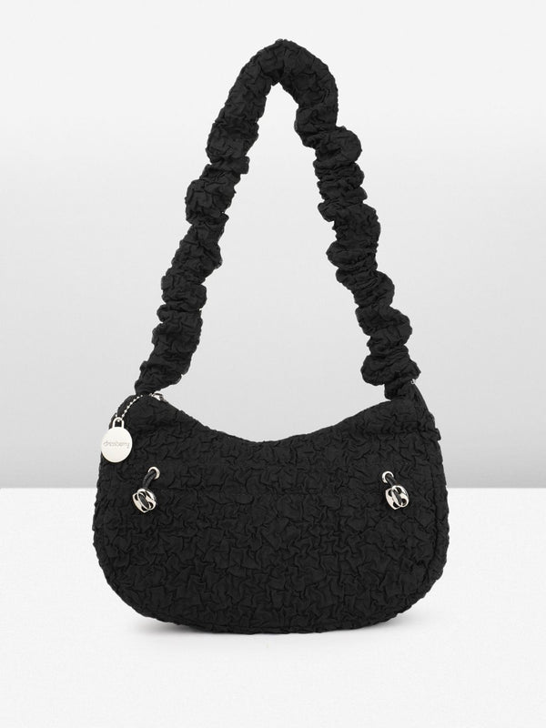 DressBerry Textured Self Design Half Moon Hobo Bag