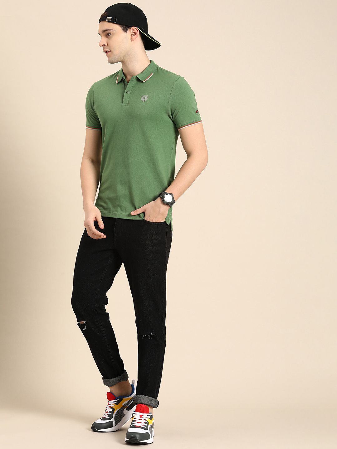 Menjadi T-Shirt Kapas Polo Lelaki Manusia