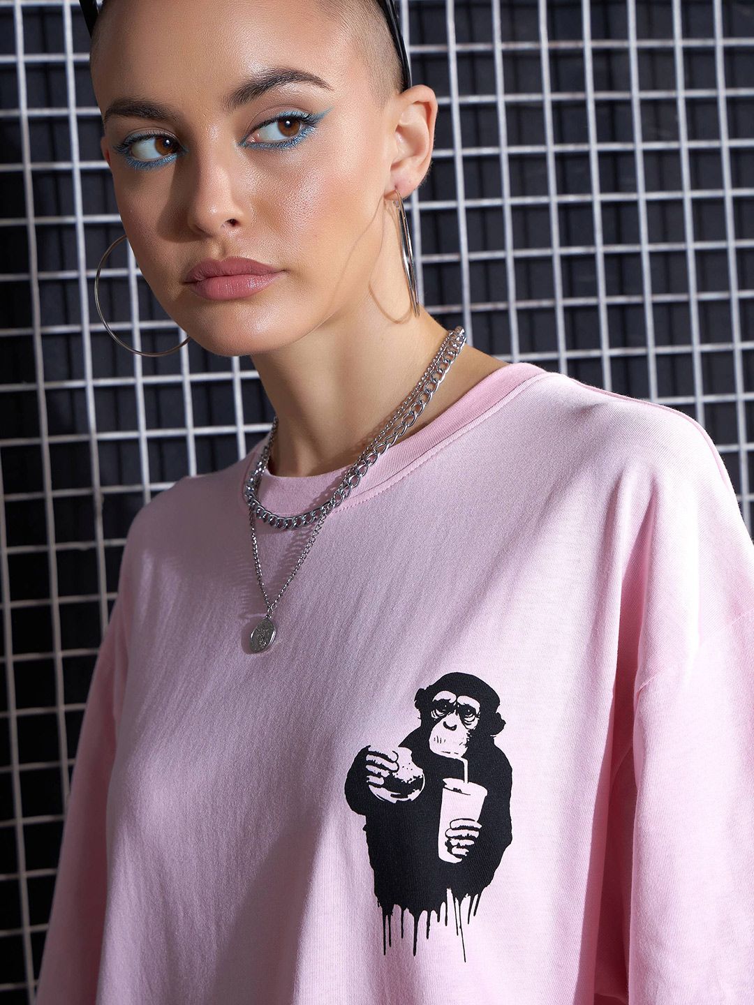 SASSAFRAS Graphic Printed Drop-Shoulder Oversized Pure Cotton T-shirt