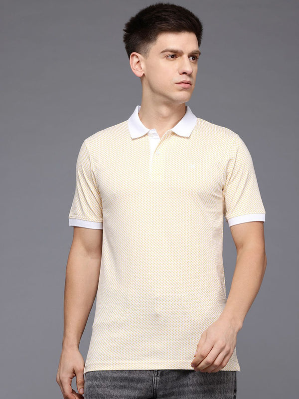 Raymond Geometric Print Polo Collar Cotton Pure Modern Fit T-shirt