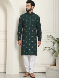 SOJANYA Kurta Lurus Sutera Kapas Sulam Geometrik Dengan Churidar