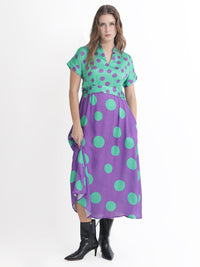 RAREISM Polka Dots Printed Belted A-line Dress