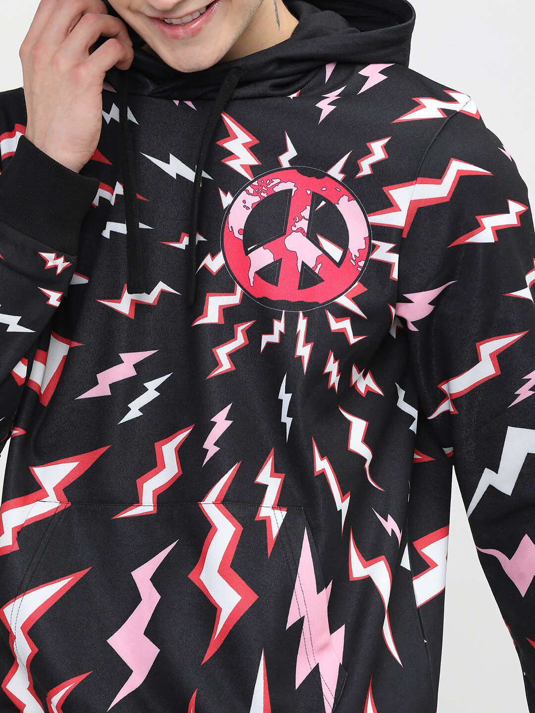 HIGHLANDER Men Black & Red Printed Hooded Sweatshirt