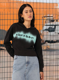 DressBerry Cotton Terry Relaxed Fit Crop Hooded Sweatshirts