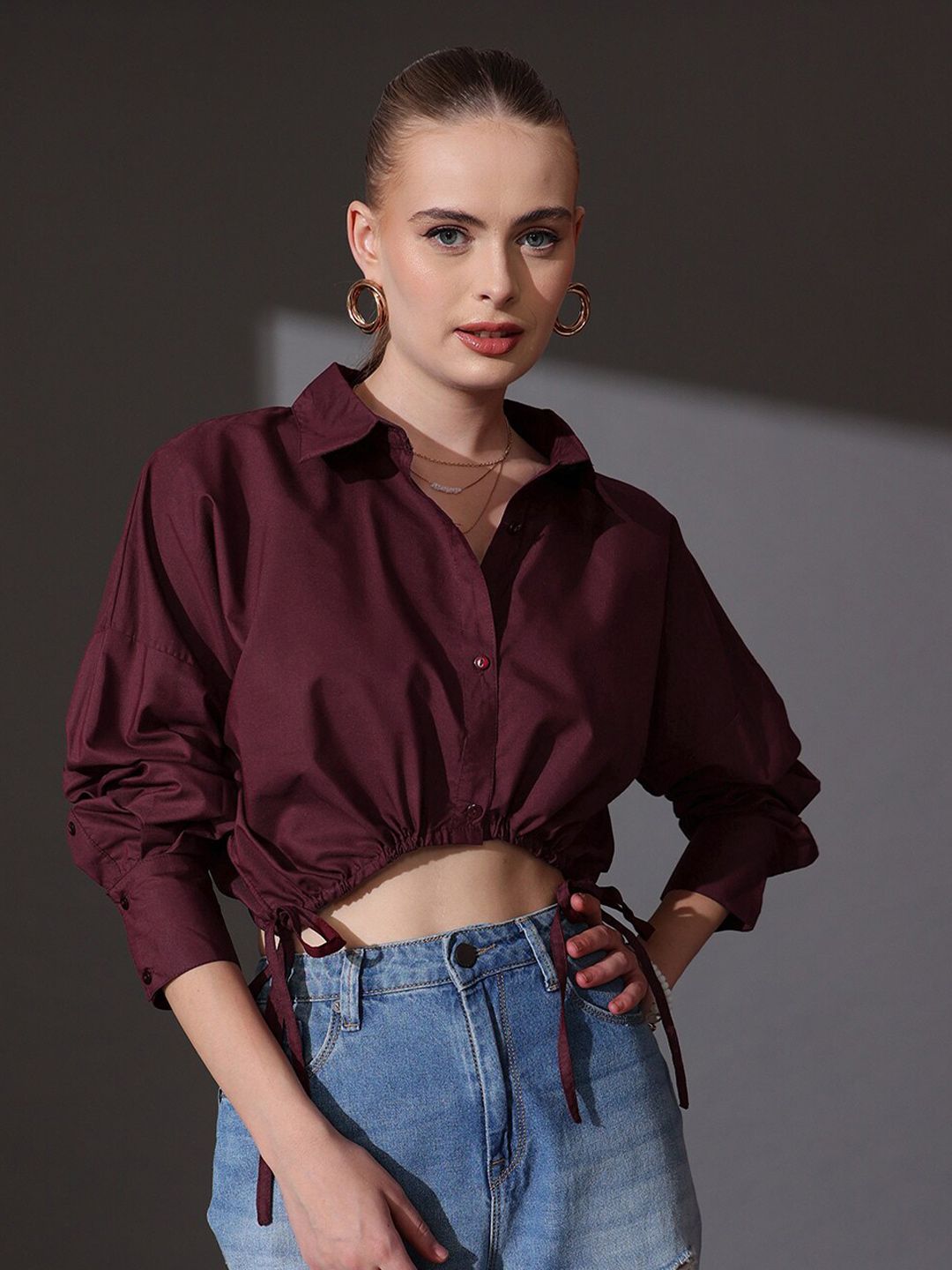STREET 9 Shirt Style Crop Top