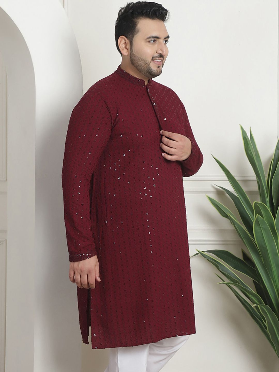 SOJANYA PLUS Sequinned Pure Cotton Kurta