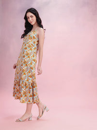 DressBerry Floral Print A-Line Midi Dress
