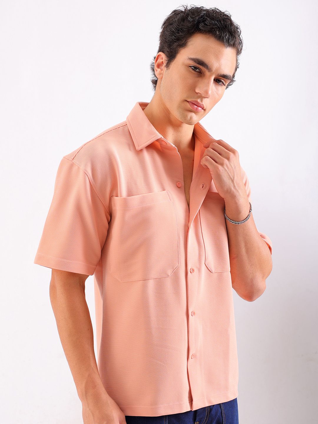 The Indian Garage Co Men Spread Collar Boxy Casual Shirt