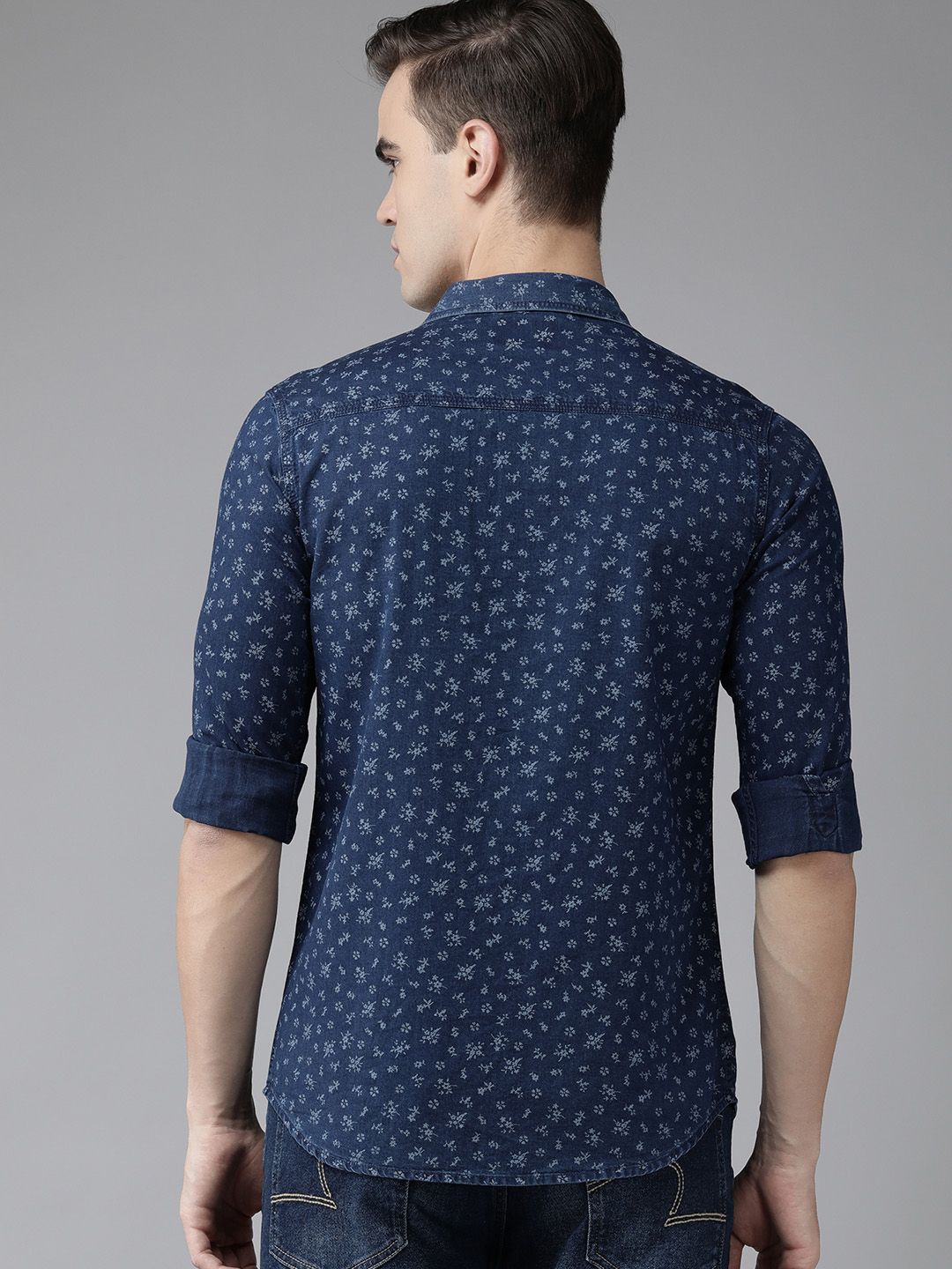SPYKAR Men Pure Cotton Slim Fit Micro Ditsy Floral Printed Casual Shirt