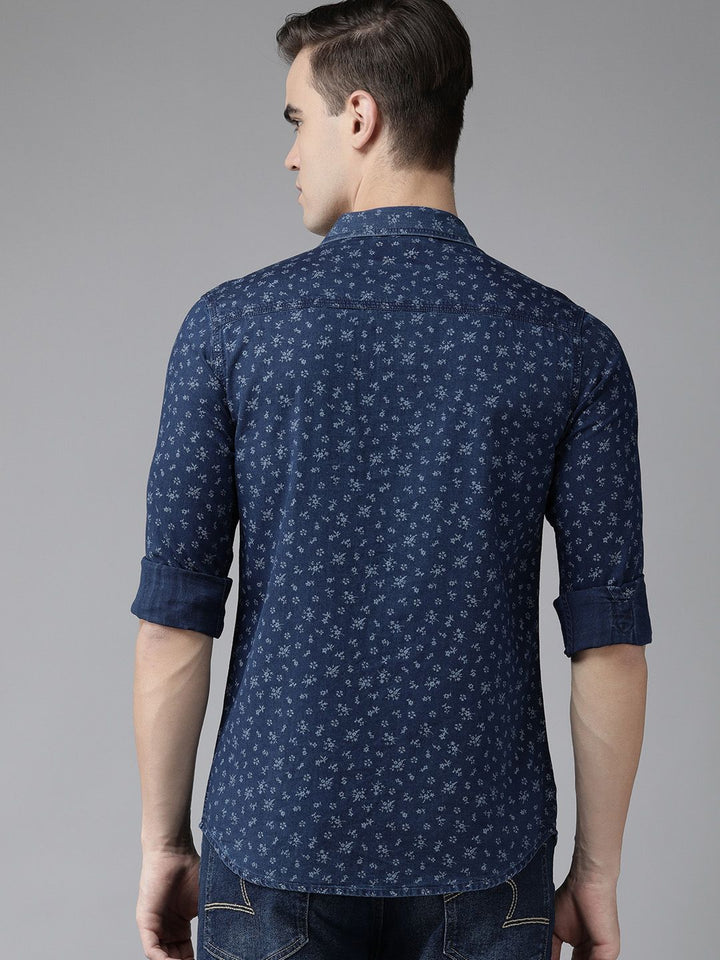 SPYKAR Men Pure Cotton Slim Fit Micro Ditsy Floral Printed Casual Shirt