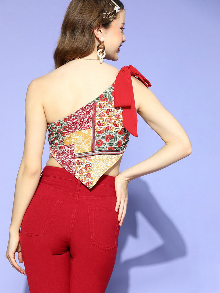 Berrylush Women Gorgeous Red Floral Scarf Top