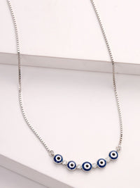 PRIONI 925 Sterling Silver Bersalut Rhodium CZ-Tatah Kalung Mata Jahat