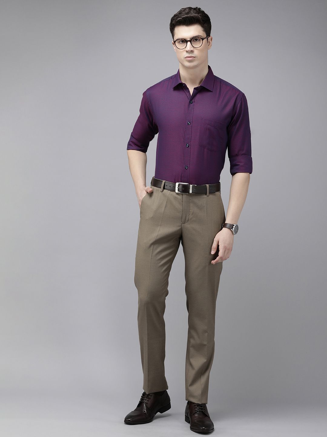 Park Avenue Self-Design Geometric Slim Fit Formal Shirt
