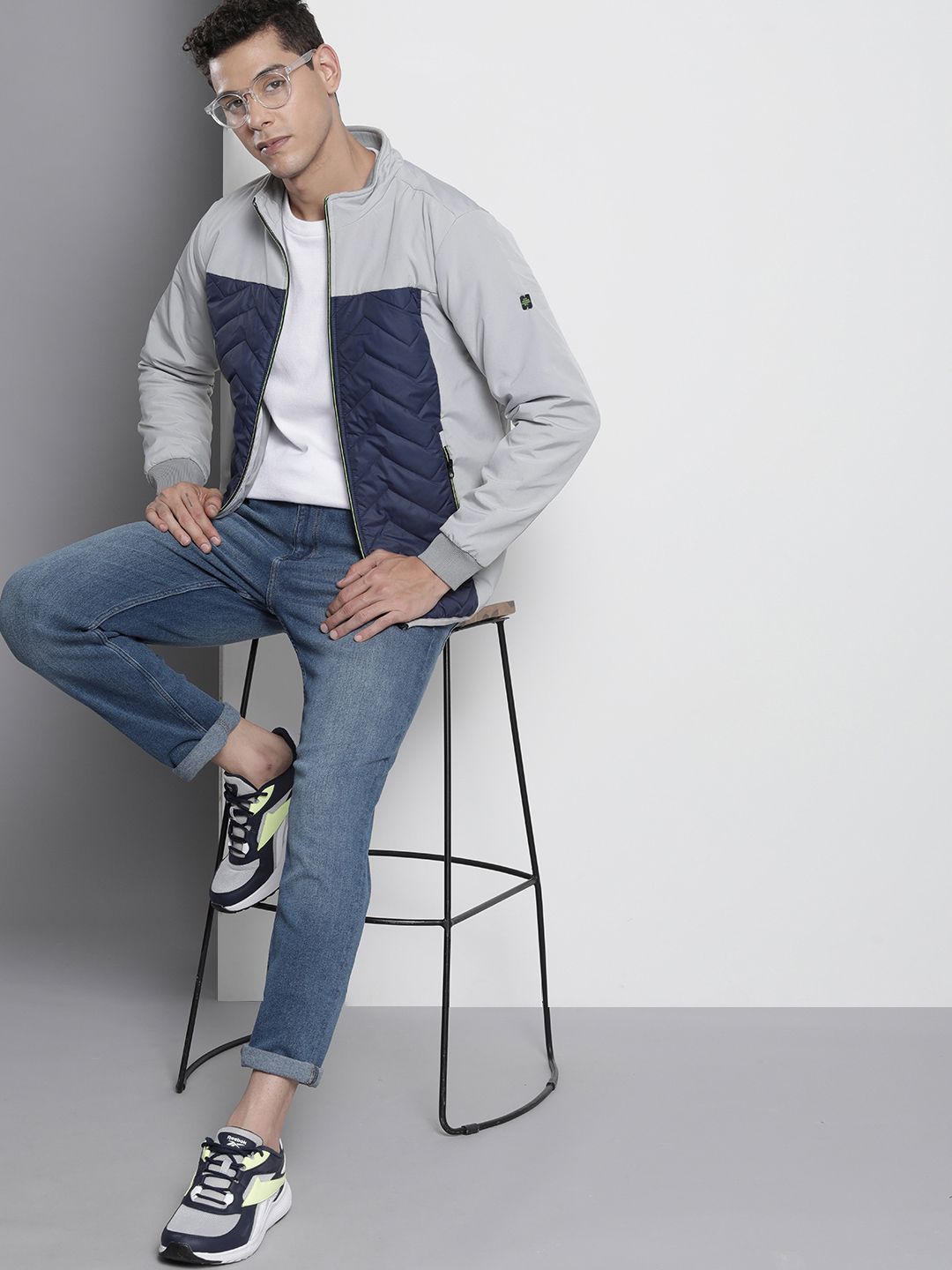 The Indian Garage Co Men Colourblock Zip-Front Bomber Jacket