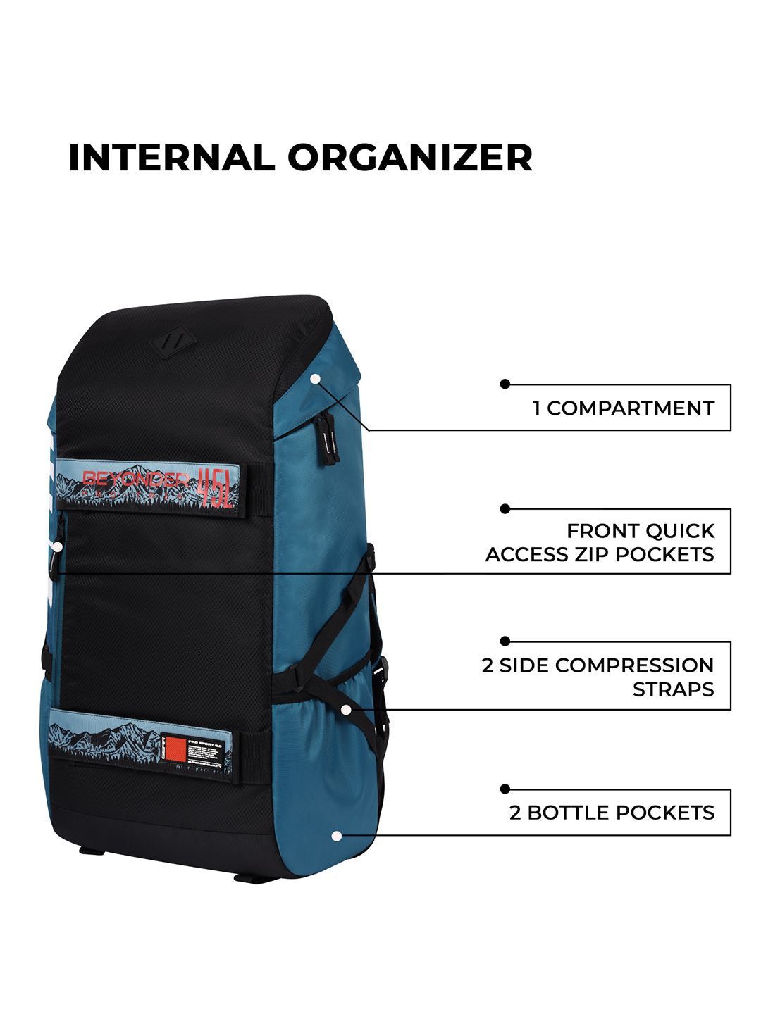 Gear Abstract Printed Black & Blue Rucksacks