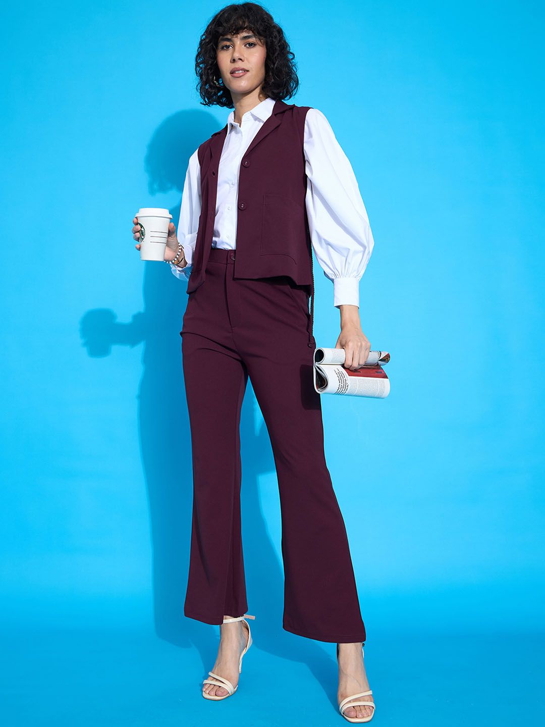 SASSAFRAS worklyf Sleeveless Front Tie-Up Blazer Top