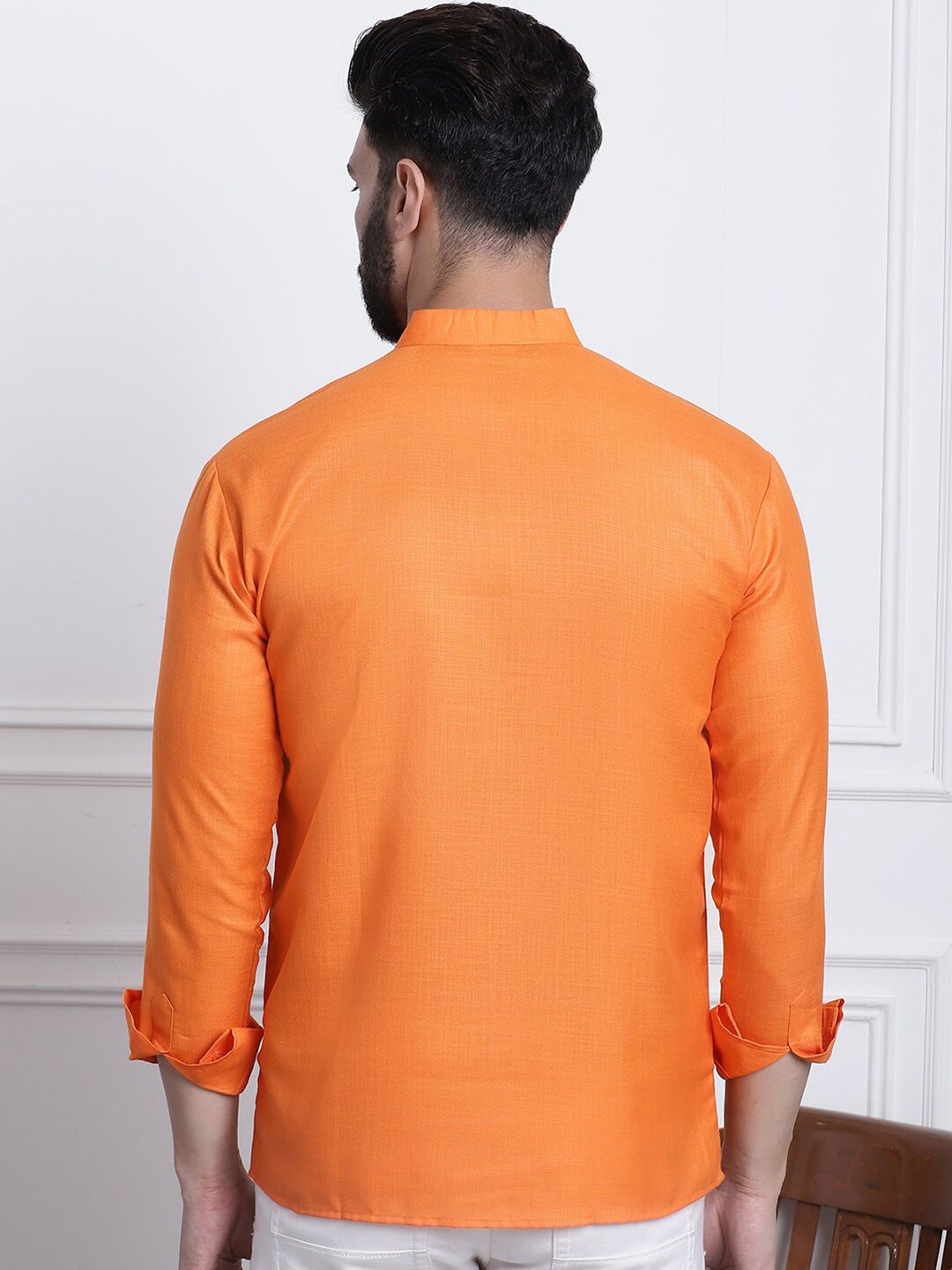 SOJANYA Mandarin Collar Roll Up Sleeves Kurta
