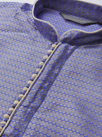 SOJANYA Men Blue & Golden Woven Design Straight Kurta