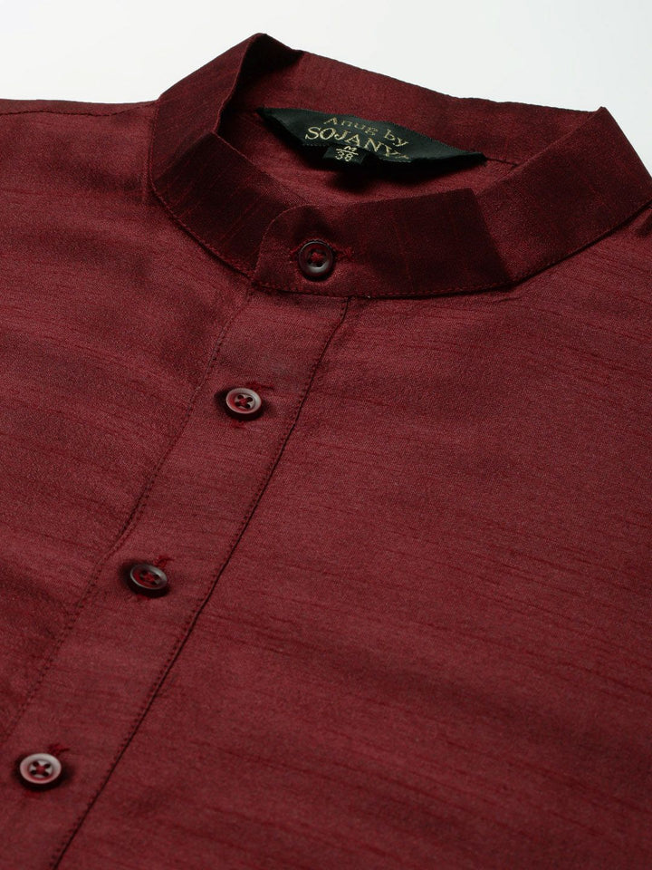 Anug by SOJANYA Men Maroon Solid Kurta