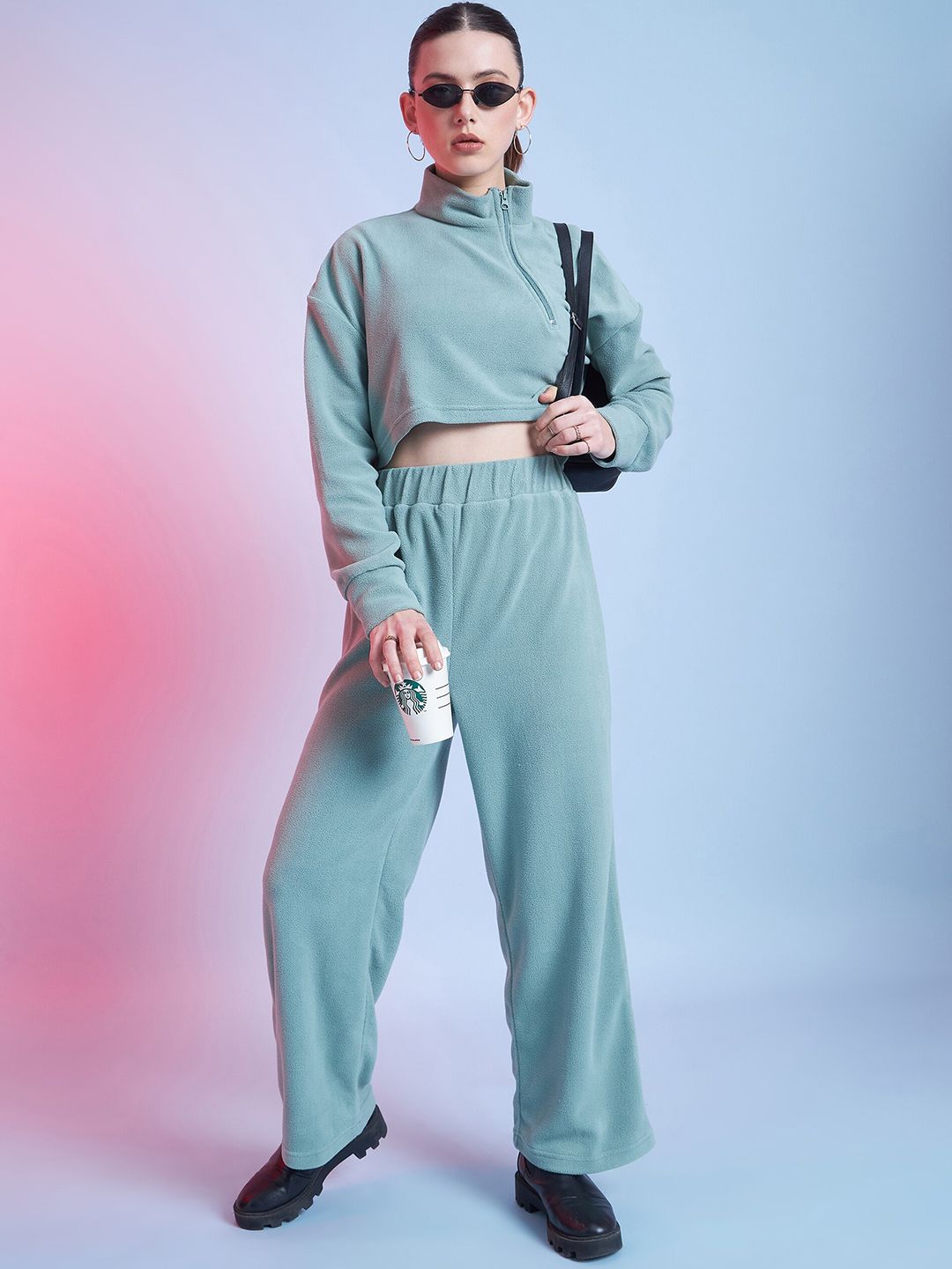 STREET 9 BASICS Street Style Women Green Mid-Rise Relaxed Loose Fit Parallel Trousers