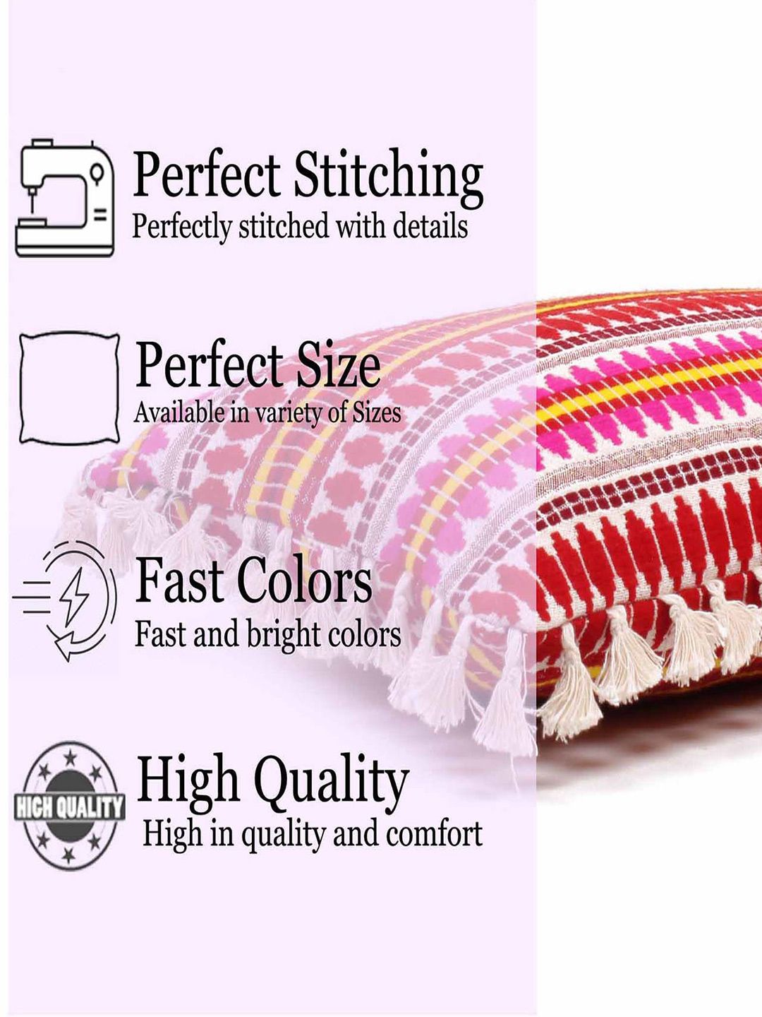 STITCHNEST Red & White 2-Pieces Embroidered Woollen Rectangle Cushion Covers