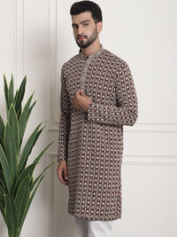SOJANYA Kurta Kolar Mandarin Sulam Geometrik