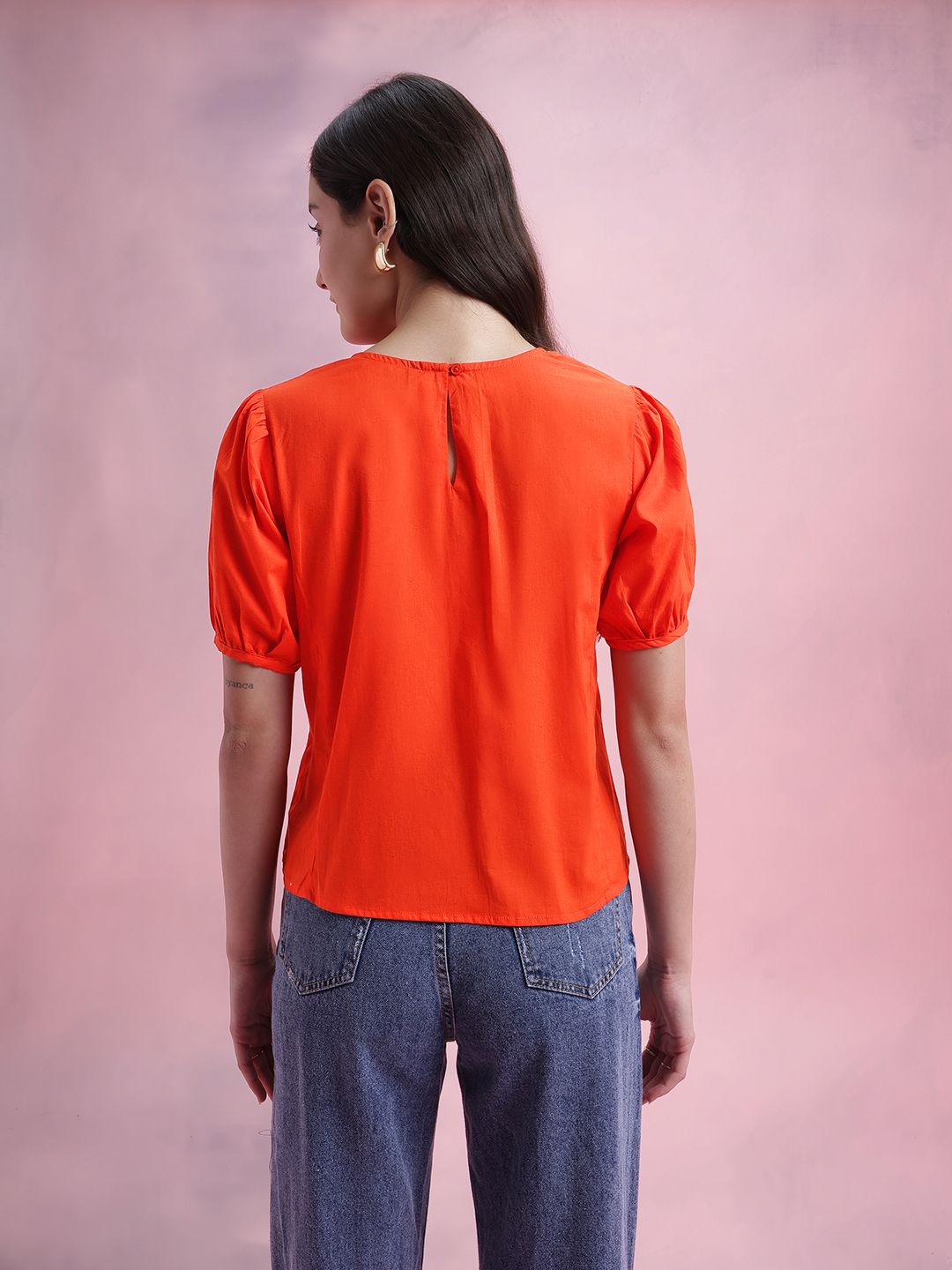 DressBerry Puff Sleeves Pure Cotton Top