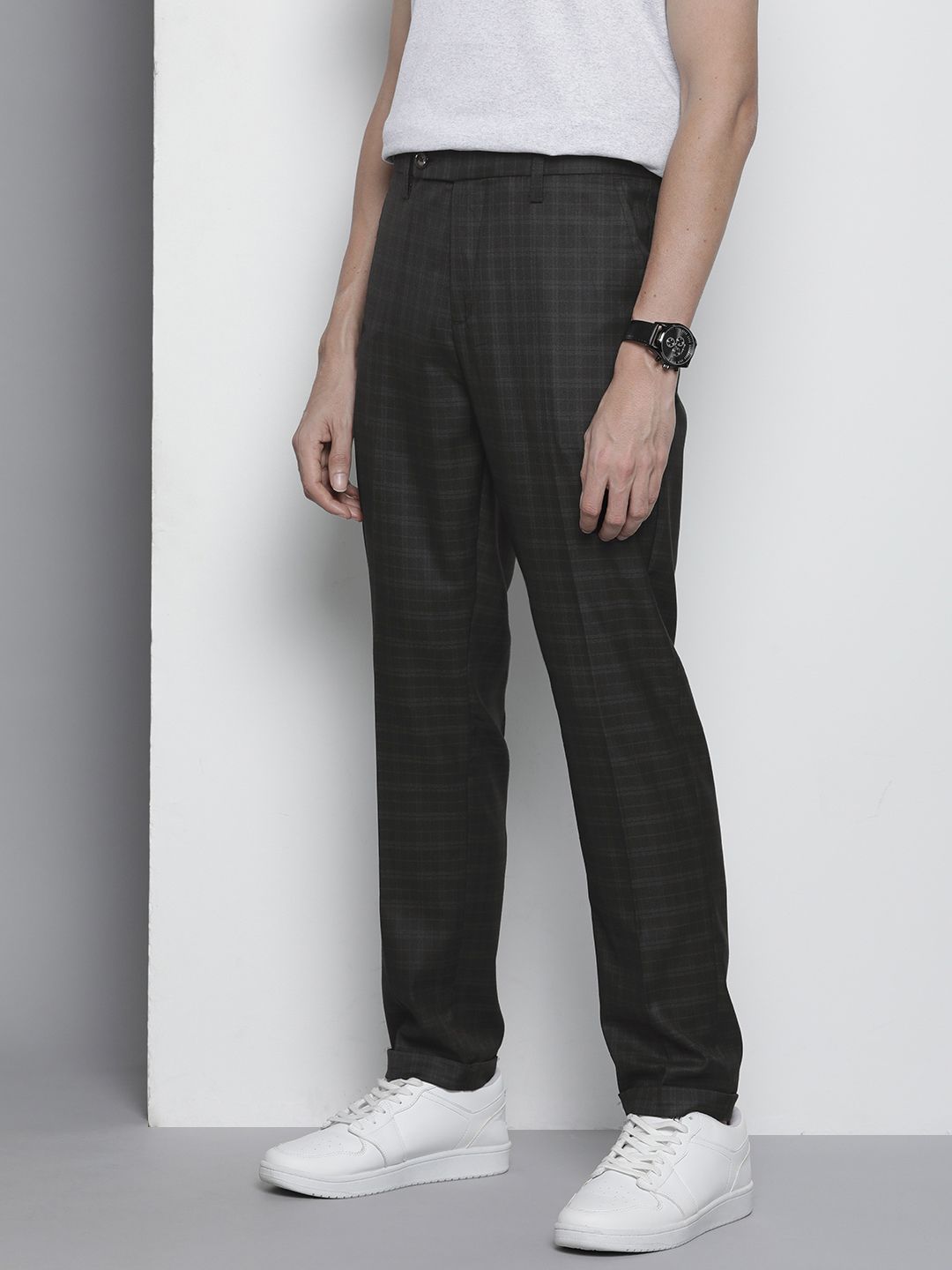 The Indian Garage Co Self Design Regular Fit Chinos Trousers