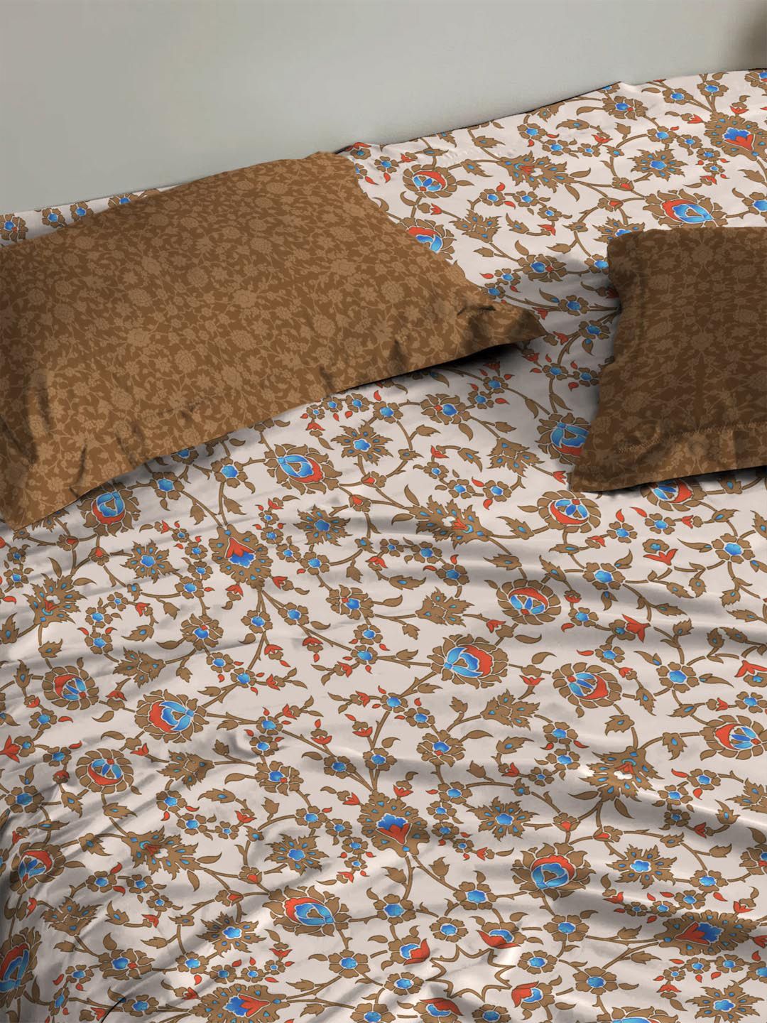 MYTRIDENT Classic Amber Urban Comfort Flat 144TC Queen 1Bedsheet with 2 Pillow Covers