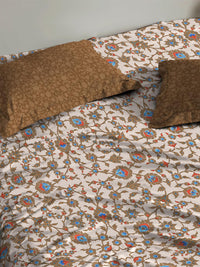 MYTRIDENT Classic Amber Urban Comfort Flat 144TC Queen 1Bedsheet with 2 Pillow Covers