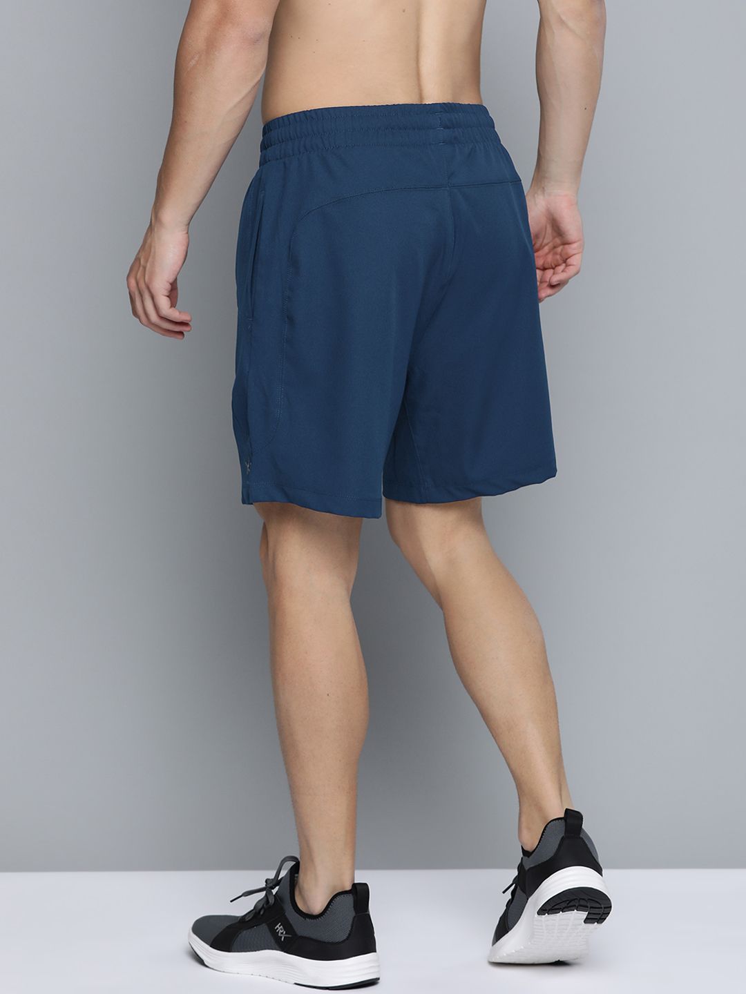 HRX By Hrithik Roshan Men Estate Blue Colourblock Regular Fit Rapid-Dry Antimicrobial Training Shorts