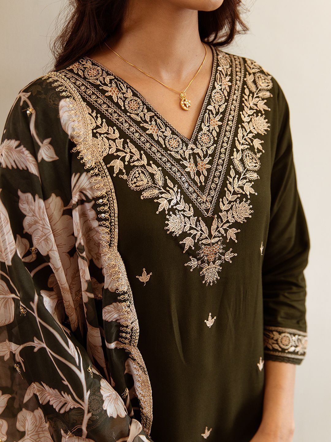 Indo Era Ethnic Motifs Embroidered Regular Thread Work Kurta with Salwar & With Dupatta