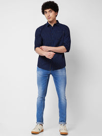 SPYKAR Vertical Striped Long Sleeves Cotton Casual Shirt