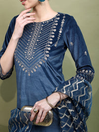 Vishudh Ethnic Motifs Embroidered Thread Work Kurta with Trousers & Dupatta