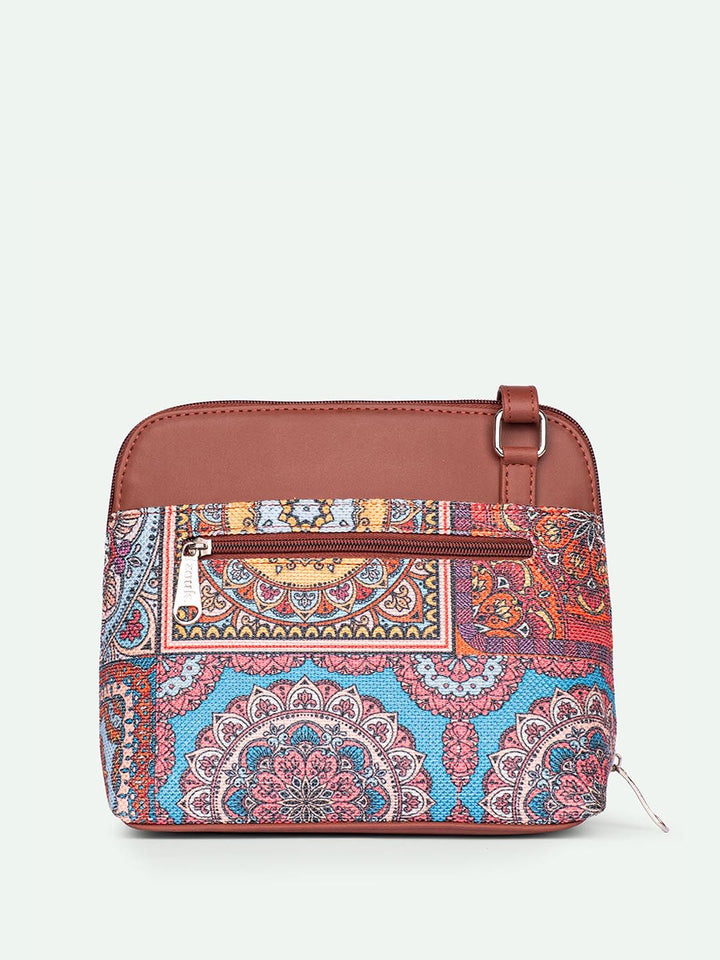 ZOUK Ethnic Motifs Printed Structured Sling Bag