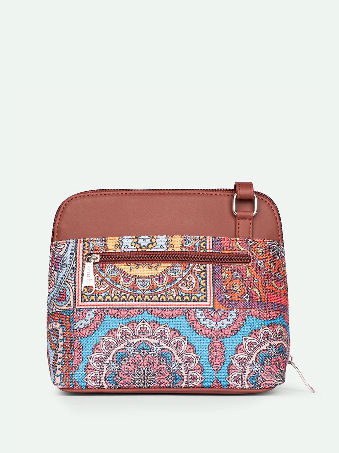 ZOUK Ethnic Motifs Printed Structured Sling Bag