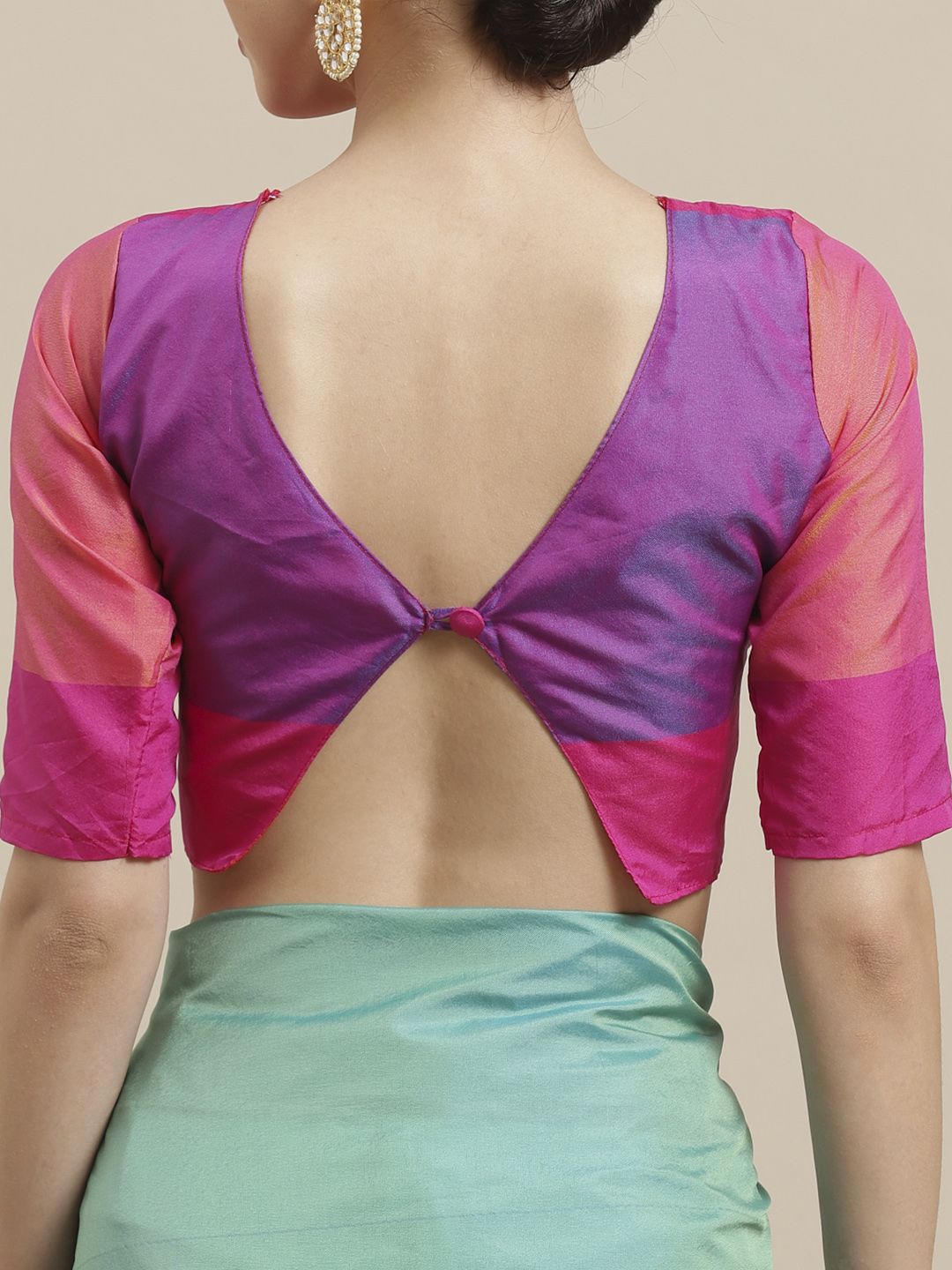 Saree mall Green & Blue Colourblocked Mangalagiri Saree