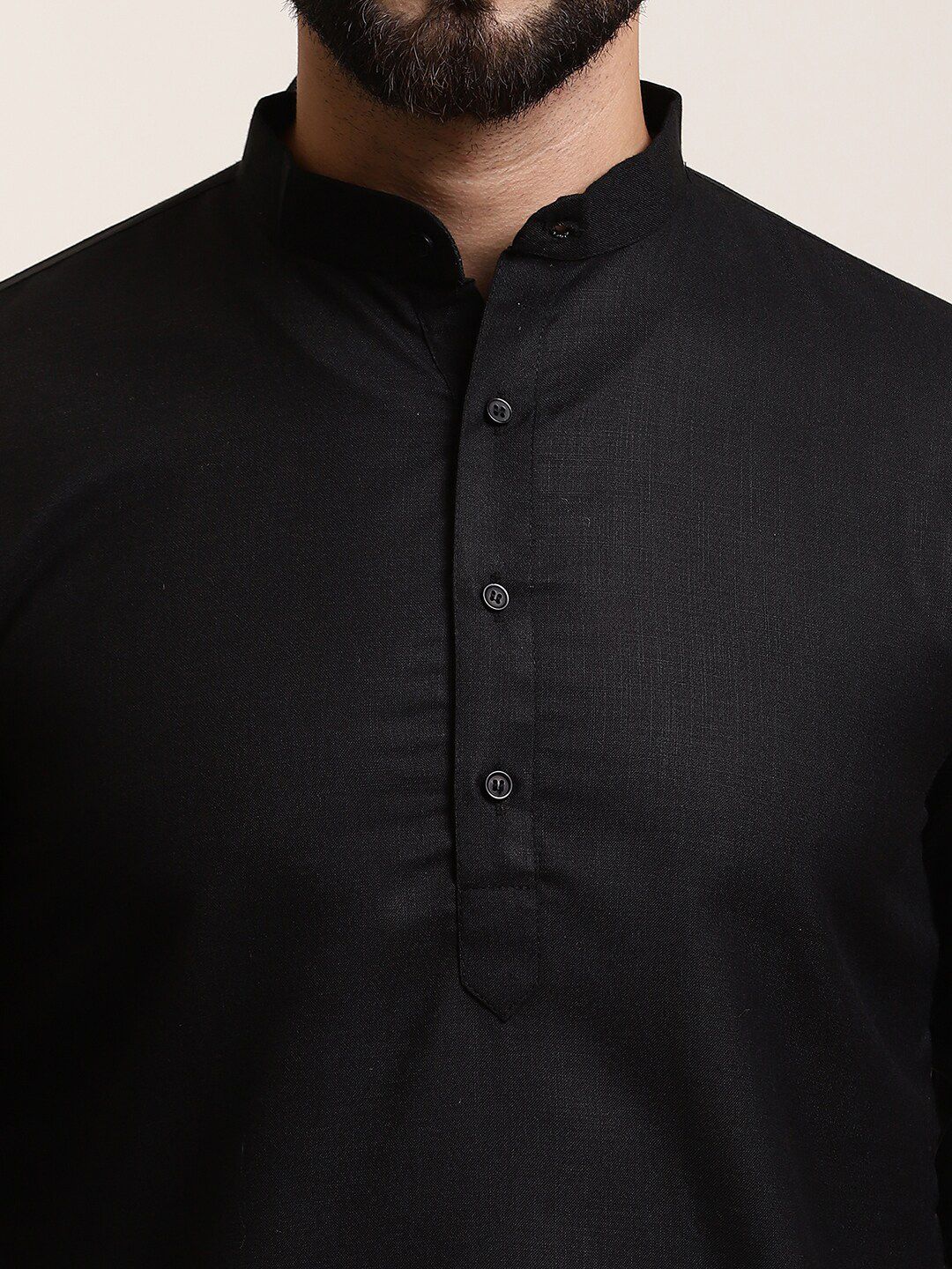 SOJANYA Lengan Roll-Up Kolar Band Kurta Lurus
