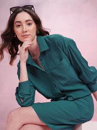DressBerry Relaxed Fit Crinkled Shirt with Skirt Co-Ord Set