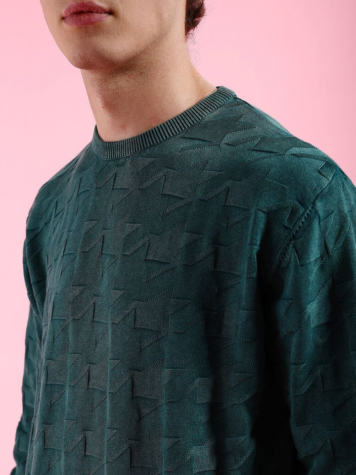 The Indian Garage Co Geometric Self Design Acrylic Pullover