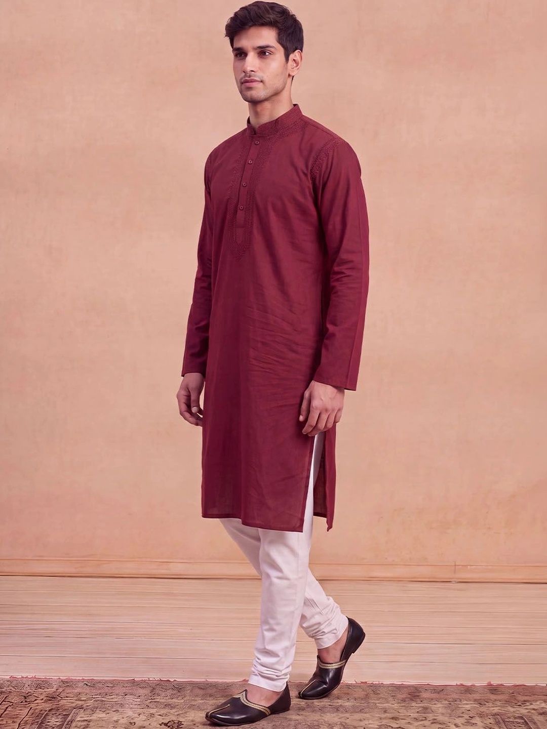 Kurta Kerja Benang Sulam Lelaki Rumah Chikankari
