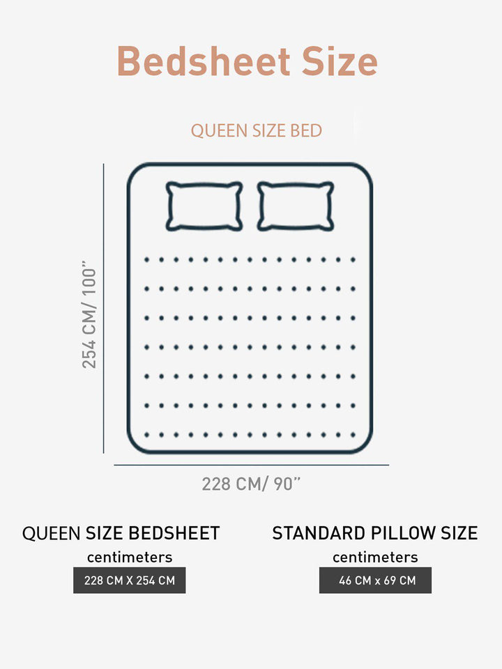 MYTRIDENT Taupe  White Geometric Pure Cotton 144 TC Queen Bedsheet With 2 Pillow Covers