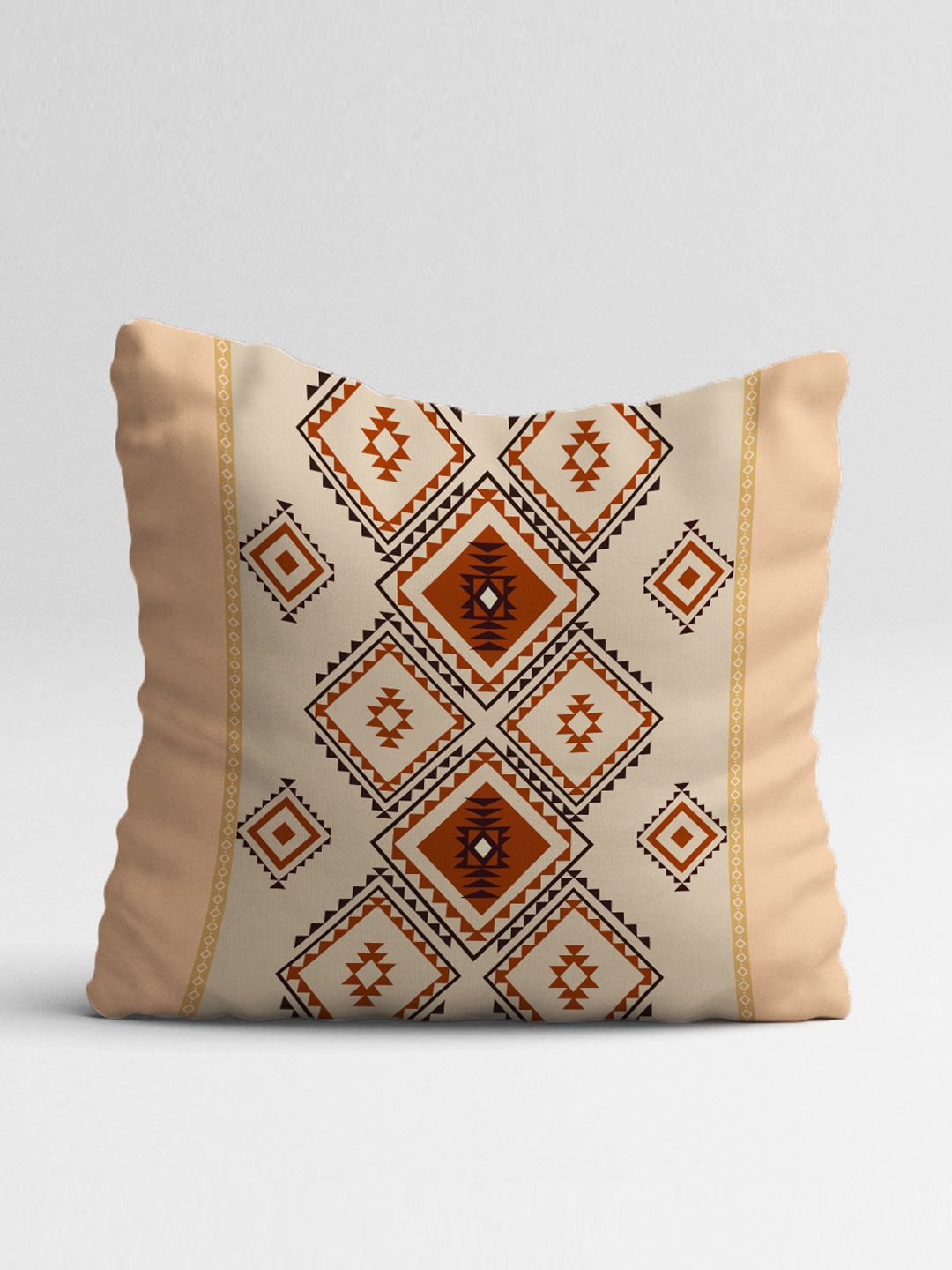 STITCHNEST Brown & Turquoise Blue Set of 5 Ethnic Motifs Square Cushion Covers